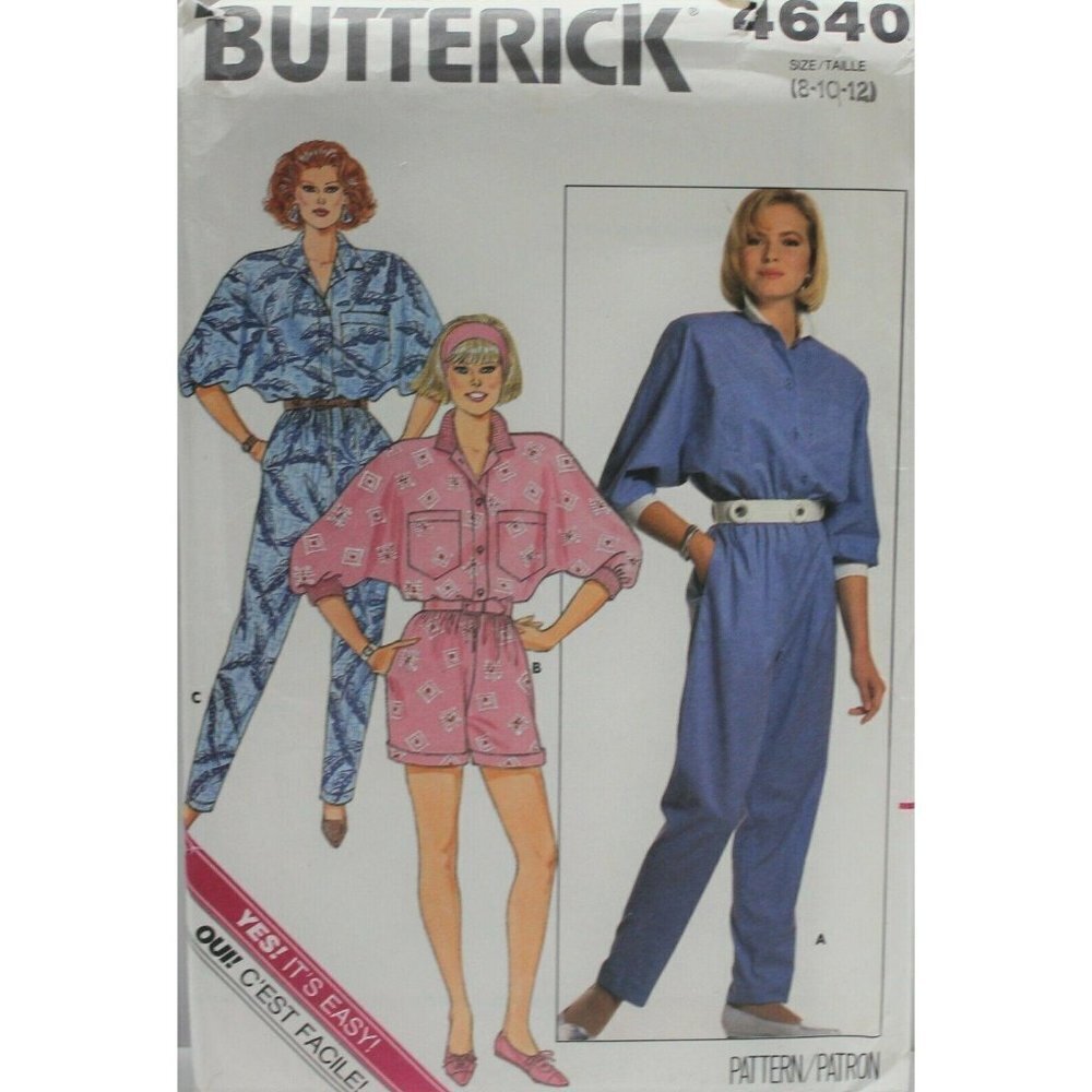 Butterick 4640‎ Sewing Pattern Jumpsuit Size 8 10 12